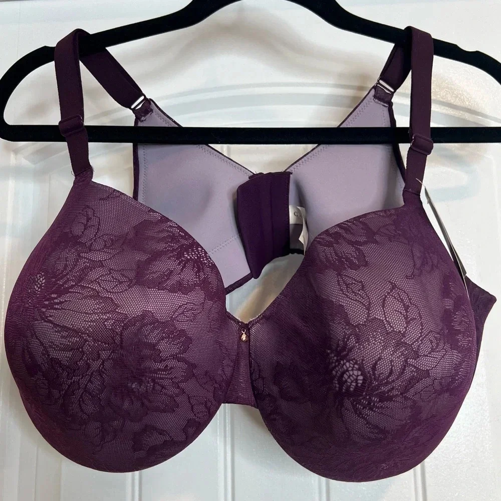 Cacique Plum Side‎ Smoothing Solution Balconette Underwire Bra. Size 44DD. NWT.